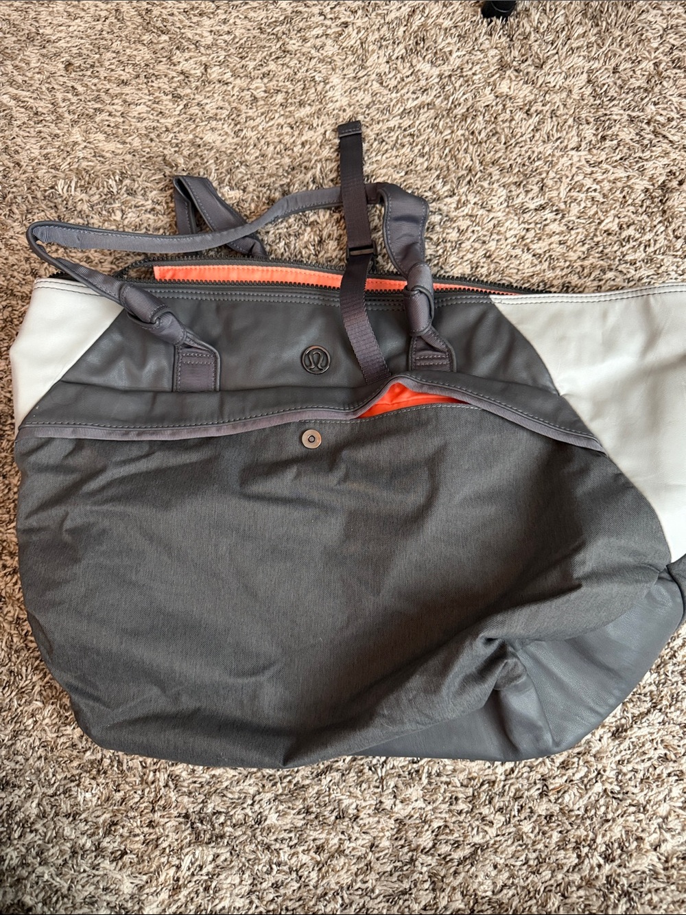 lululemon athletica Dark Gray and Light Gray Tote with Peach Accent